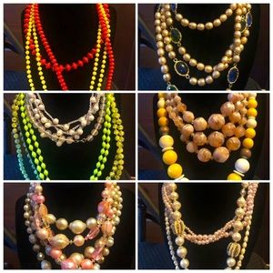 Lot Of Vintage Mixed Costume Jewelry 16 Necklaces Estate Sale